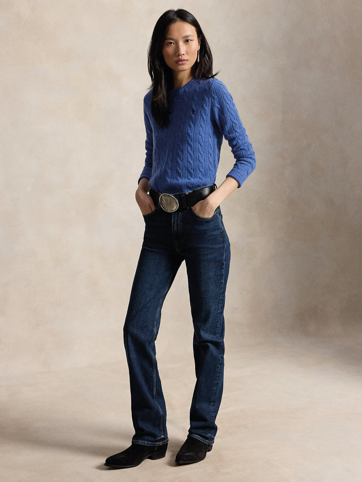 2026 New Arrival Maglia a Trecce in Misto Cashmere Cobalto