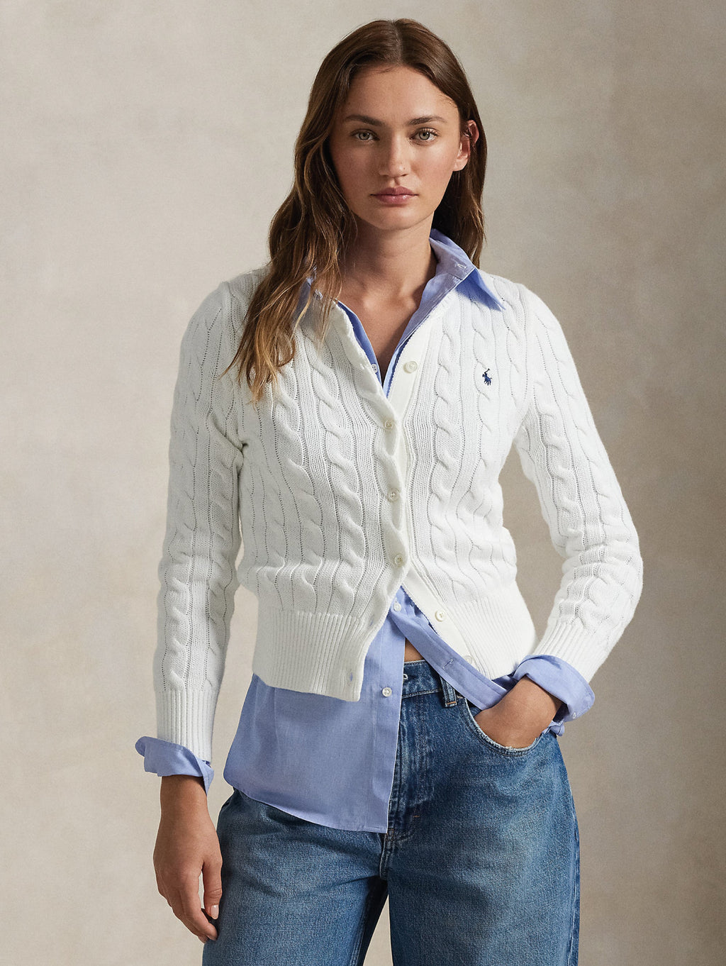 2026 New Arrival Cardigan in Cotone a Trecce Bianco