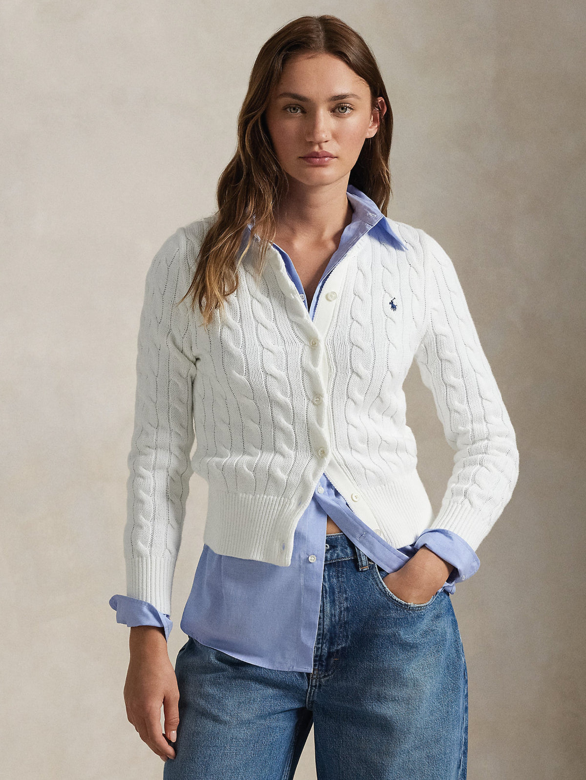 2026 New Arrival Cardigan in Cotone a Trecce Bianco