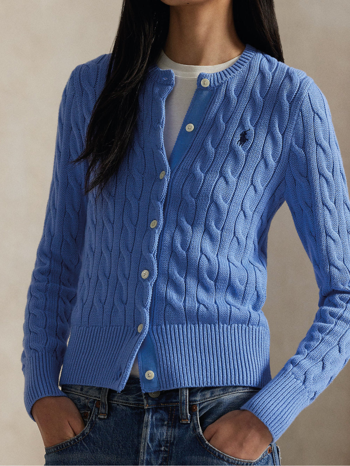 2026 New Arrival Cardigan in Cotone a Trecce Celeste