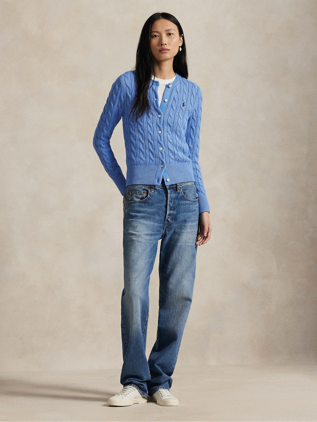 2026 New Arrival Cardigan in Cotone a Trecce Celeste