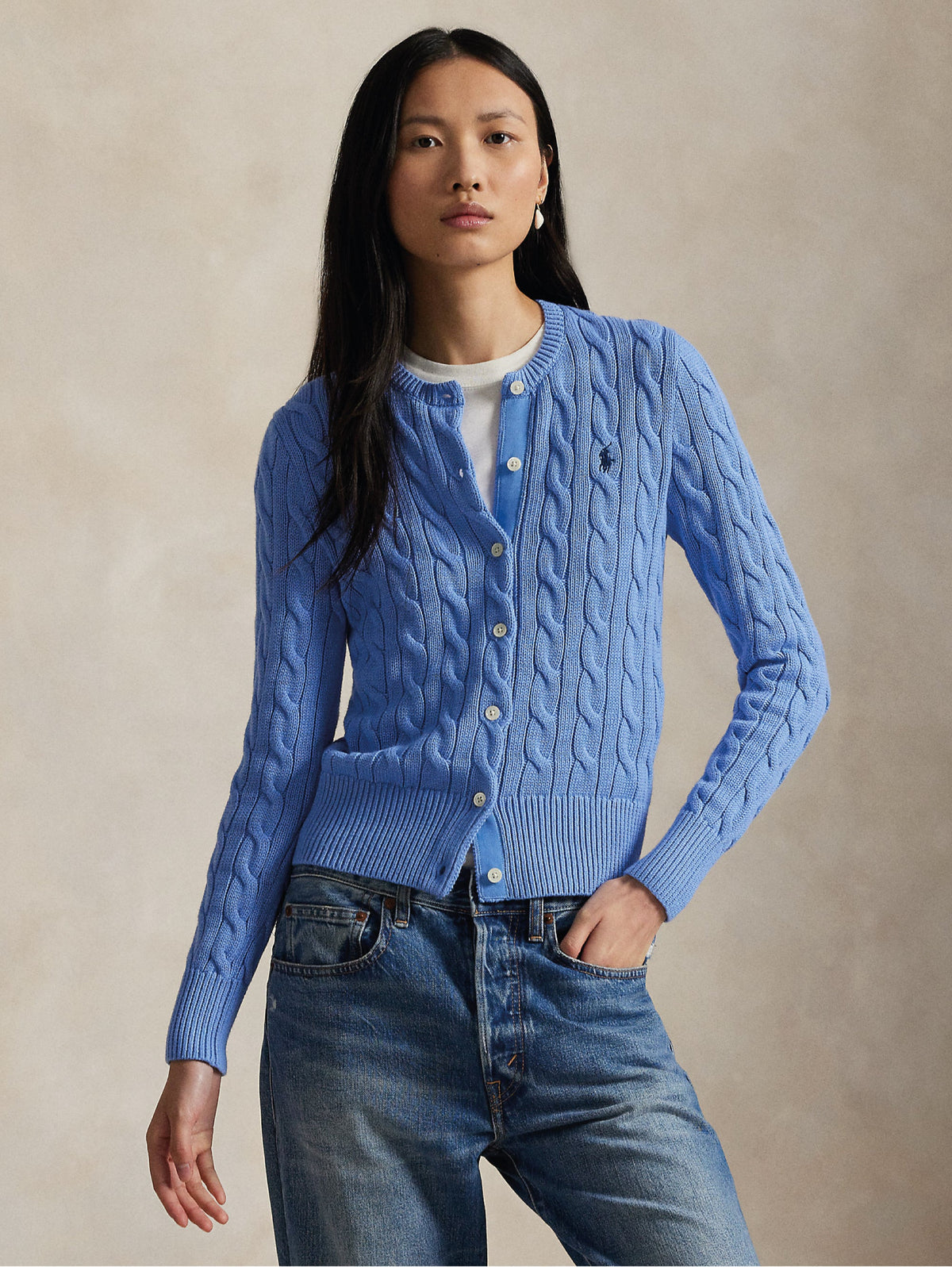 2026 New Arrival Cardigan in Cotone a Trecce Celeste