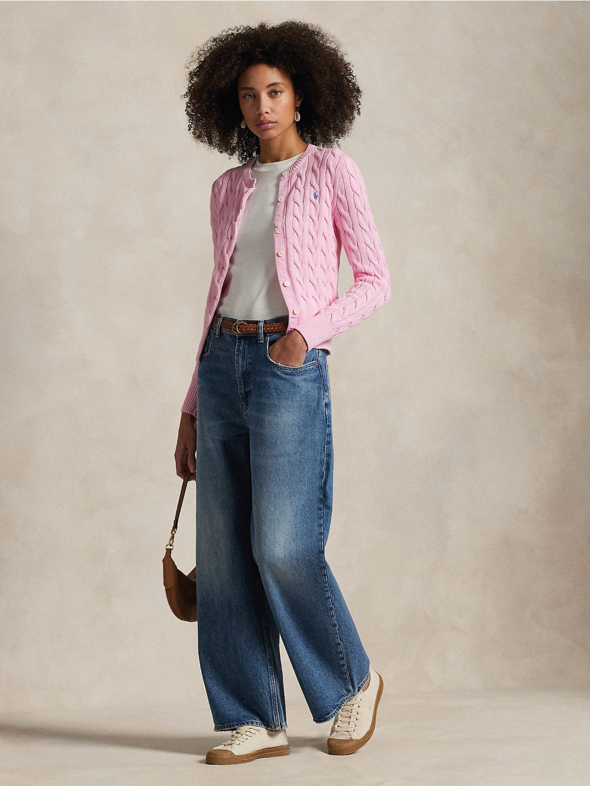 2026 New Arrival Cardigan in Cotone a Trecce Rosa