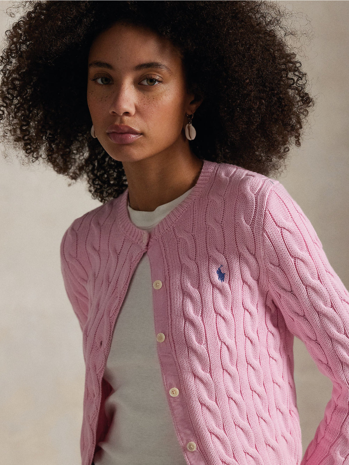 2026 New Arrival Cardigan in Cotone a Trecce Rosa