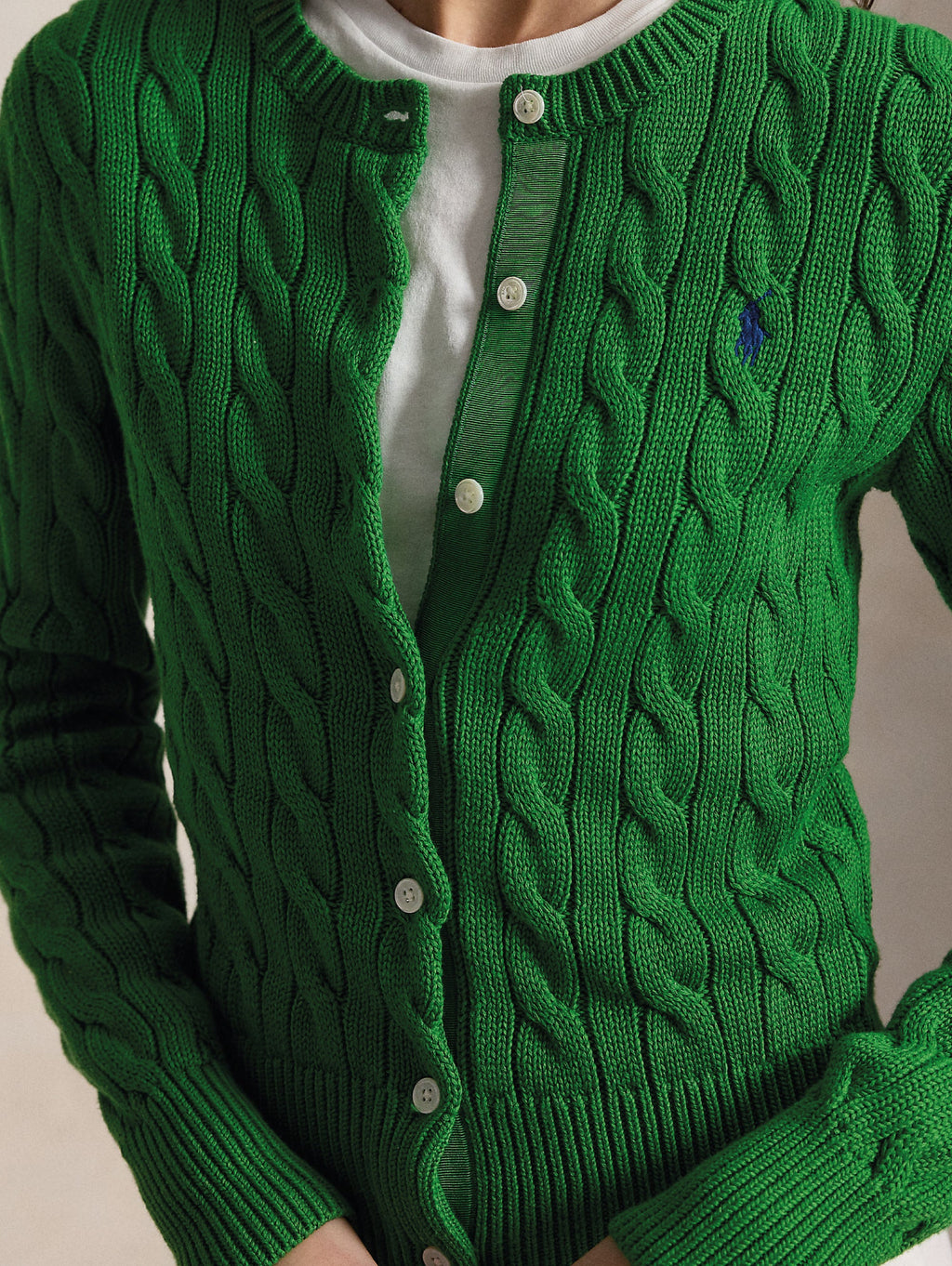 2026 New Arrival Cardigan in Cotone a Trecce Verde Fuji