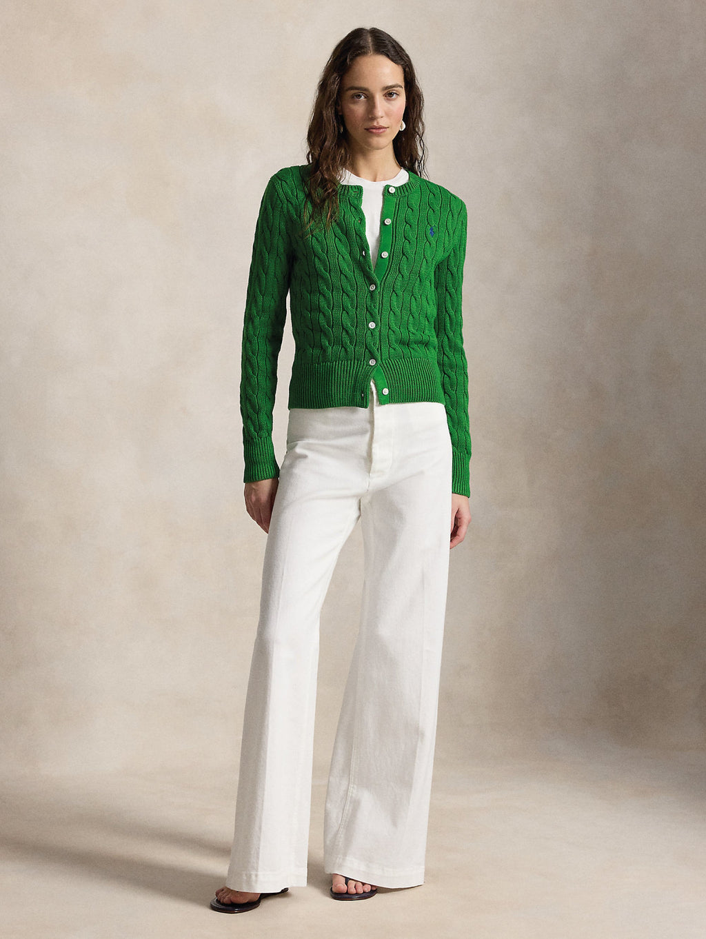 2026 New Arrival Cardigan in Cotone a Trecce Verde Fuji