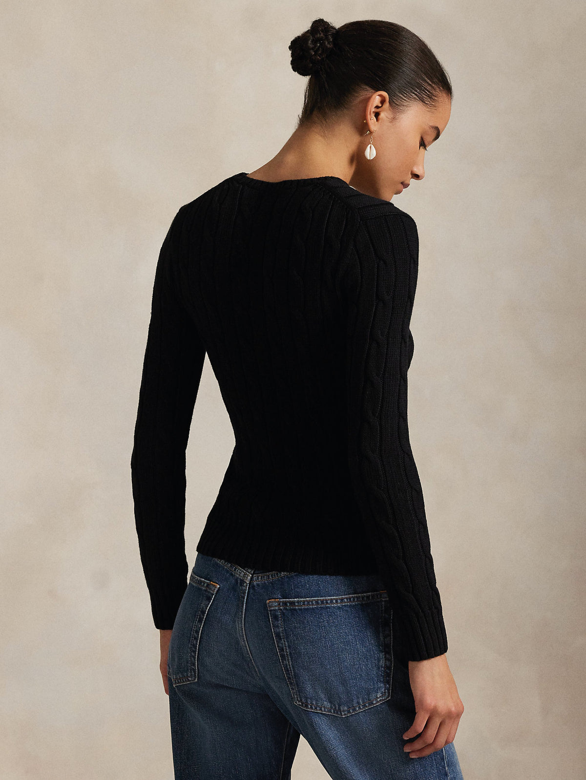 2026 New Arrival Maglia Girocollo in Cotone a Trecce Nero