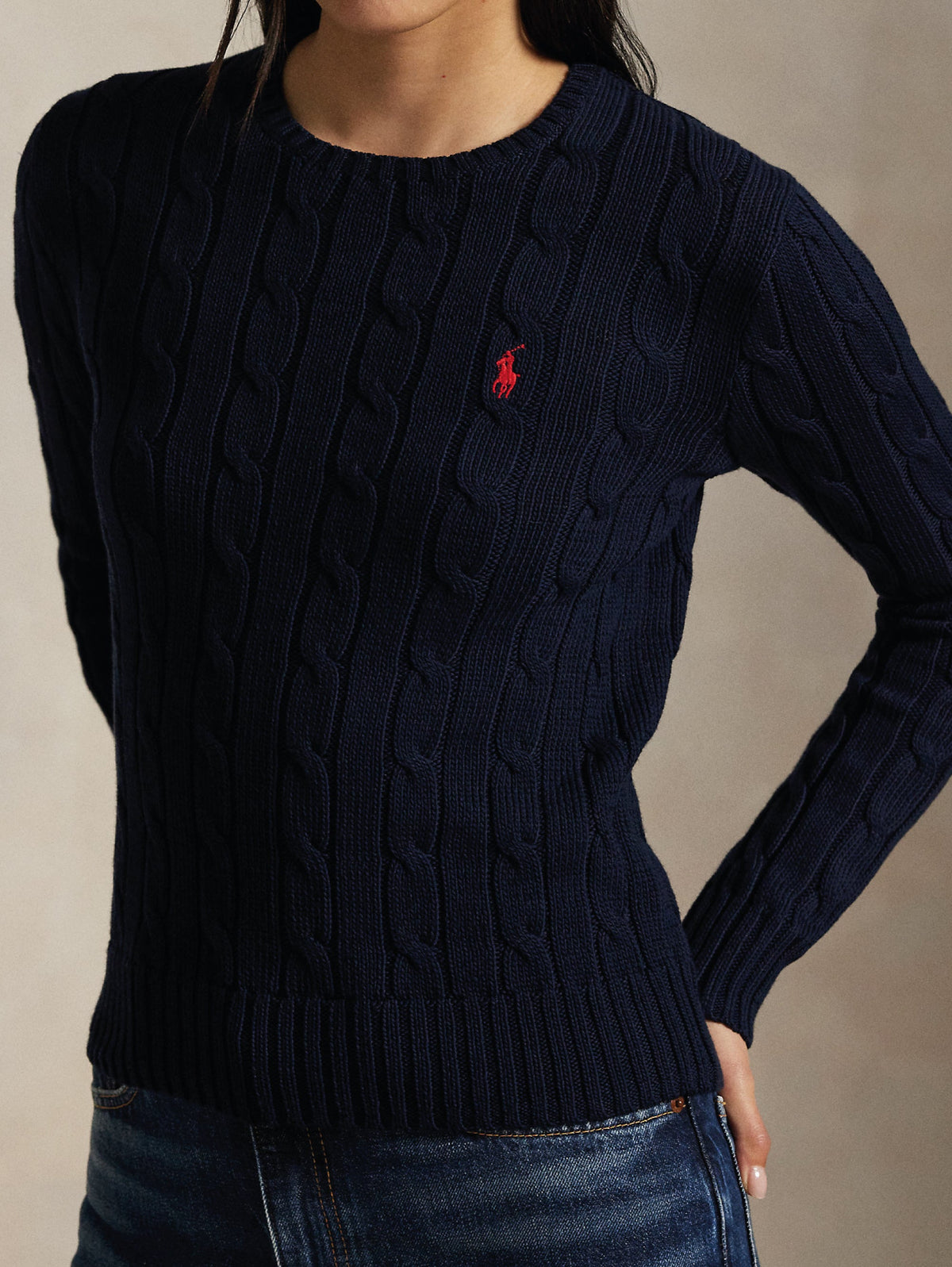 2026 New Arrival Maglia Girocollo in Cotone a Trecce Blu