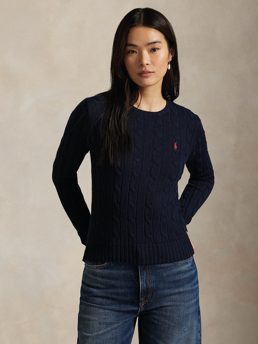 2026 New Arrival Maglia Girocollo in Cotone a Trecce Blu
