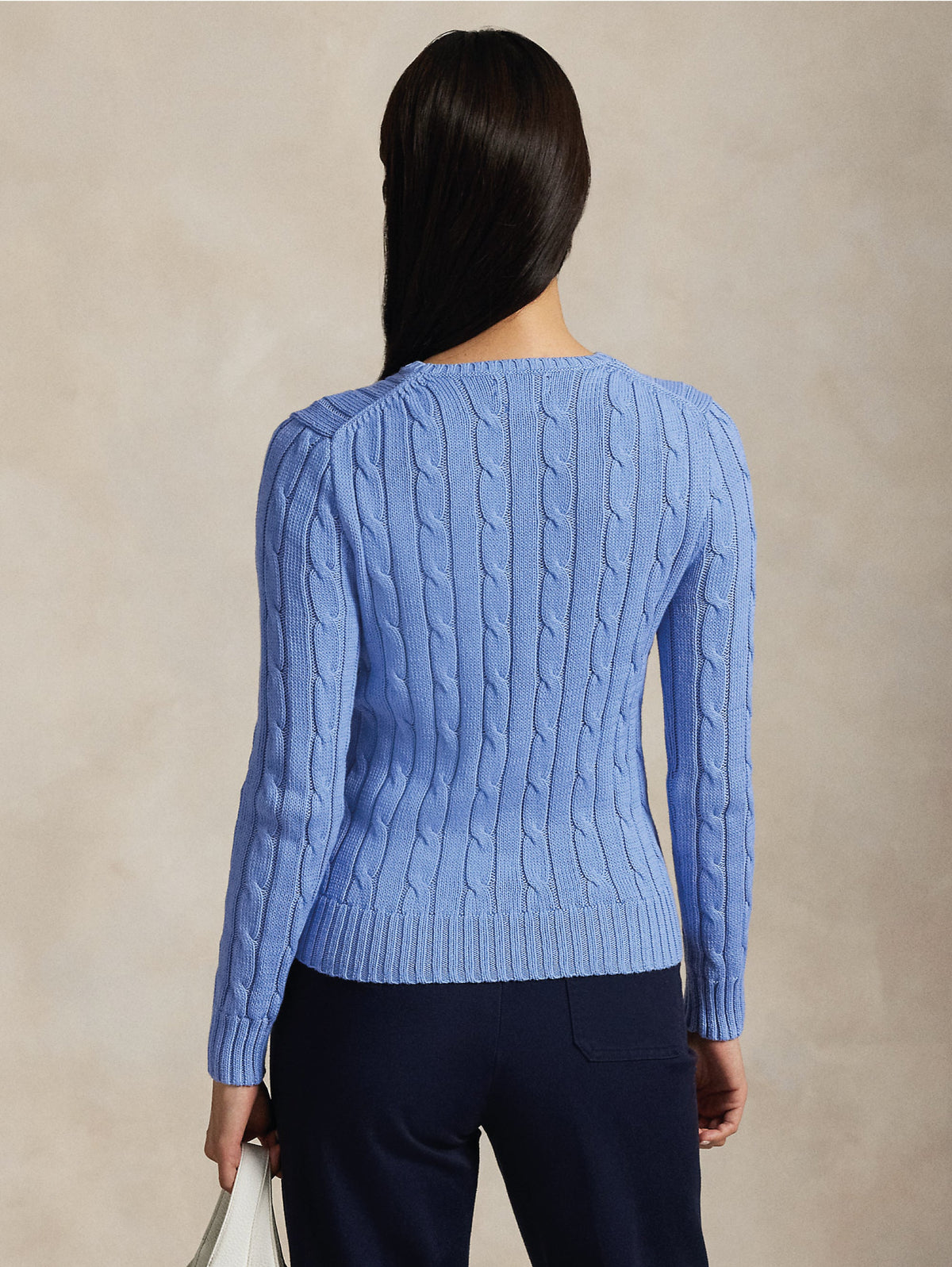 2026 New Arrival Maglia Girocollo in Cotone a Trecce Celeste