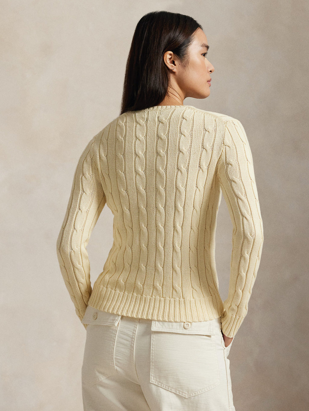 2026 New Arrival Maglia Girocollo in Cotone a Trecce Panna
