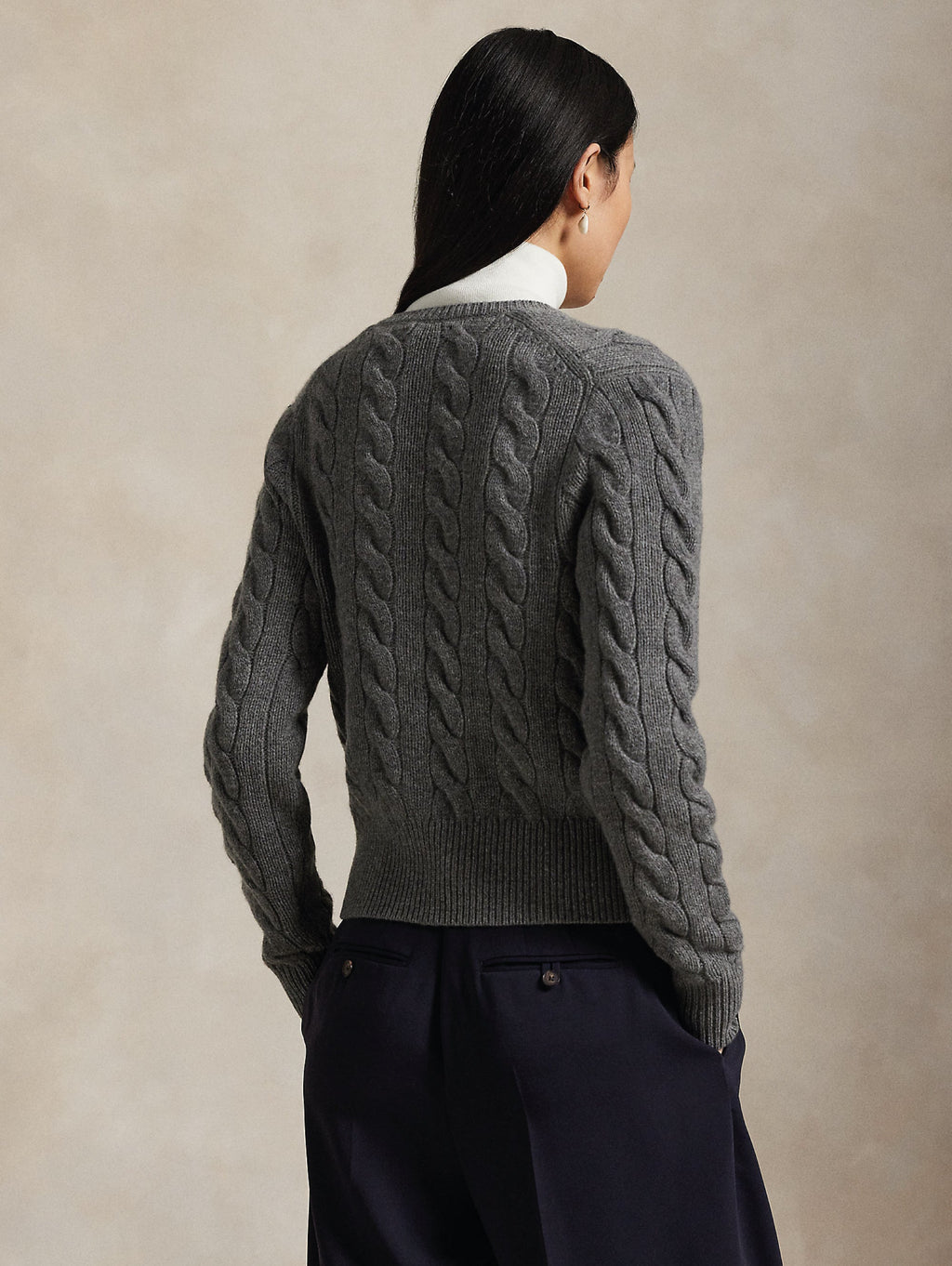 2026 New Arrival Cardigan Lavorato a Trecce in Misto Cashmere Grigio
