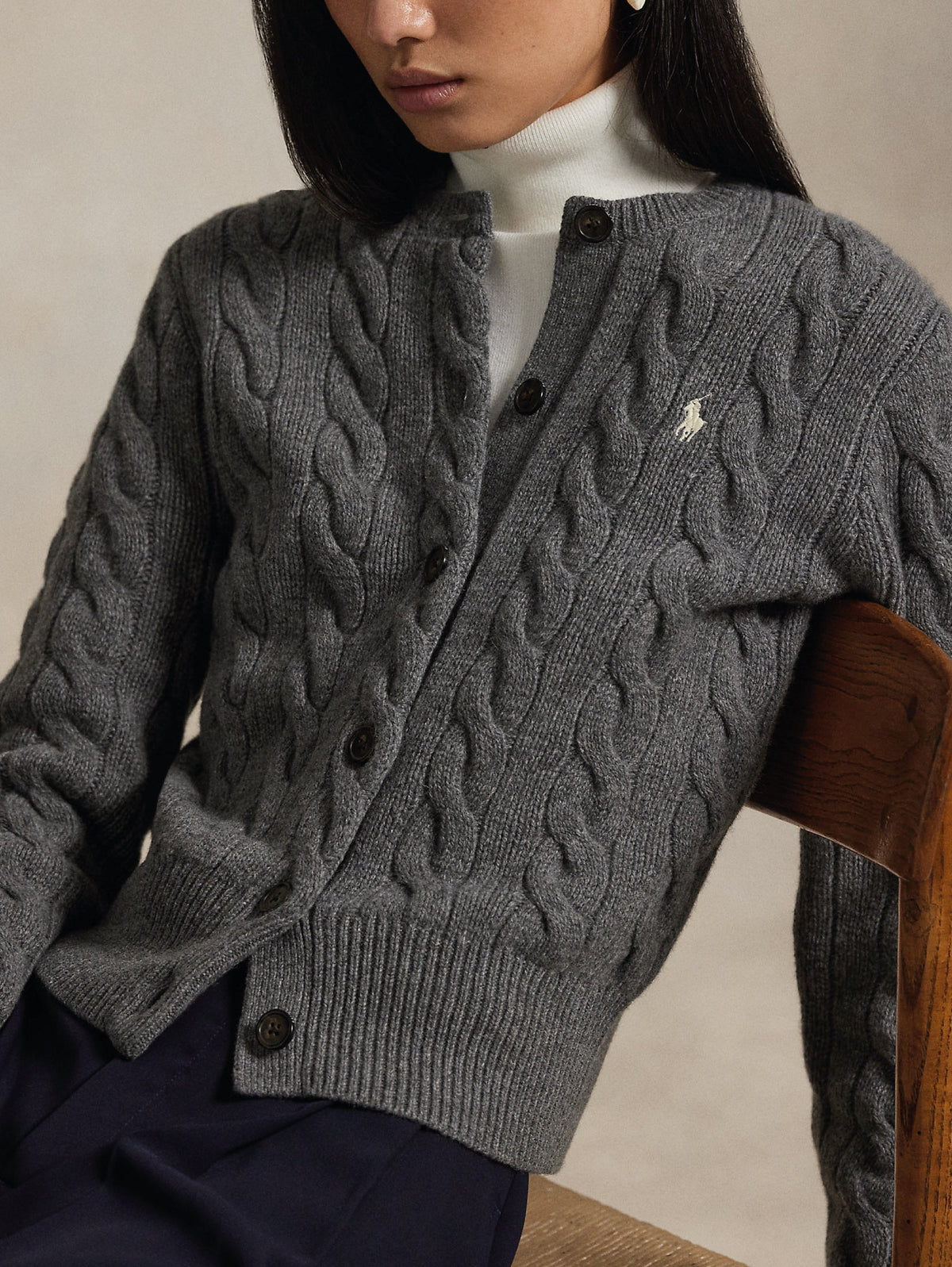 2026 New Arrival Cardigan Lavorato a Trecce in Misto Cashmere Grigio