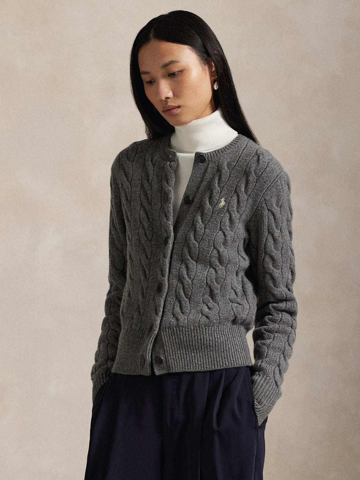 2026 New Arrival Cardigan Lavorato a Trecce in Misto Cashmere Grigio