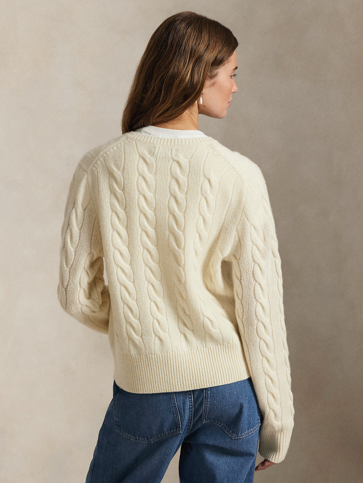 2026 New Arrival Cardigan Lavorato a Trecce in Misto Cashmere Crema