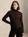 2026 New Arrival Cardigan Lavorato a Trecce in Misto Cashmere Marrone
