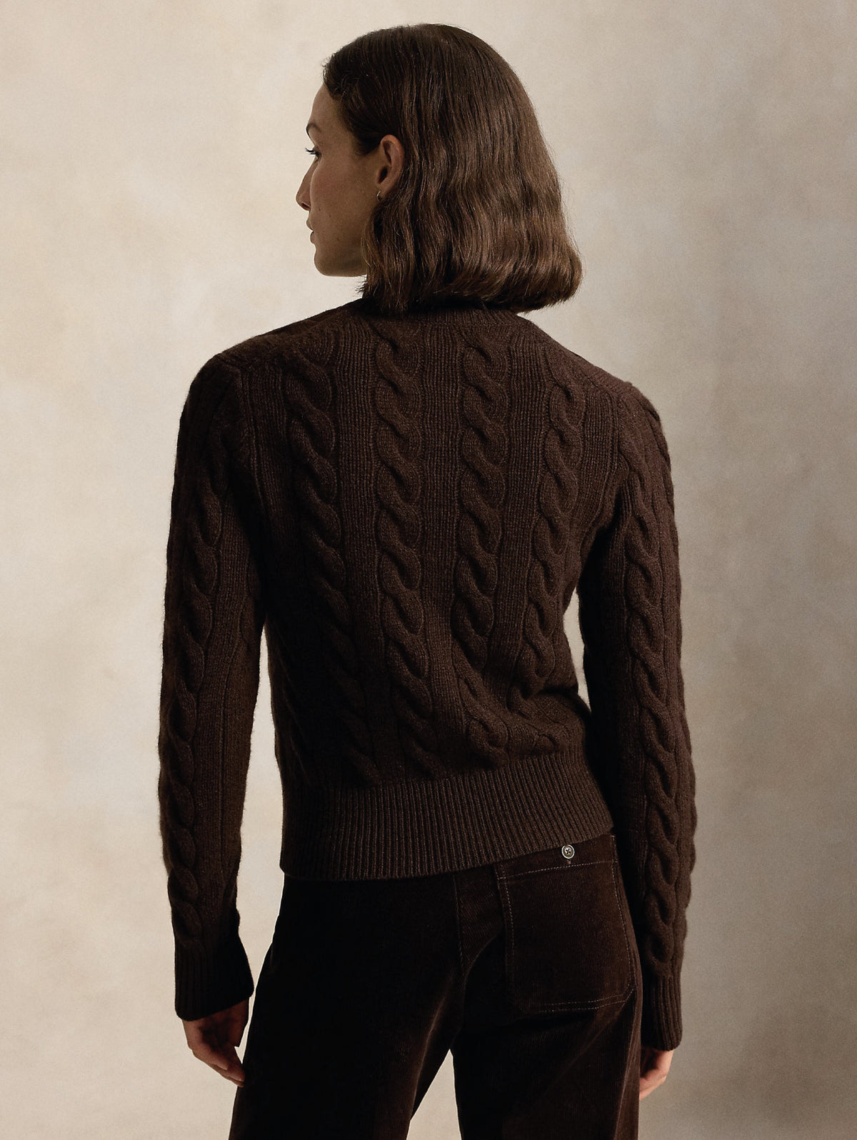 2026 New Arrival Cardigan Lavorato a Trecce in Misto Cashmere Marrone