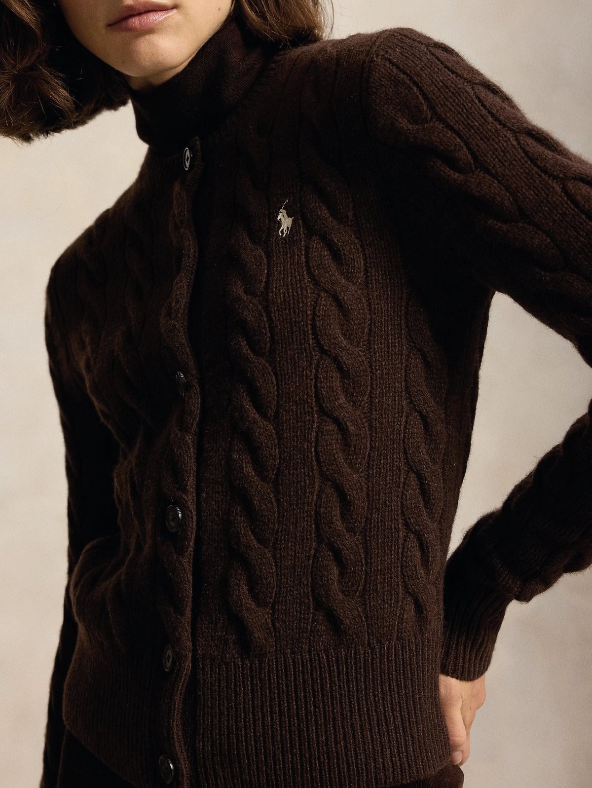 2026 New Arrival Cardigan Lavorato a Trecce in Misto Cashmere Marrone