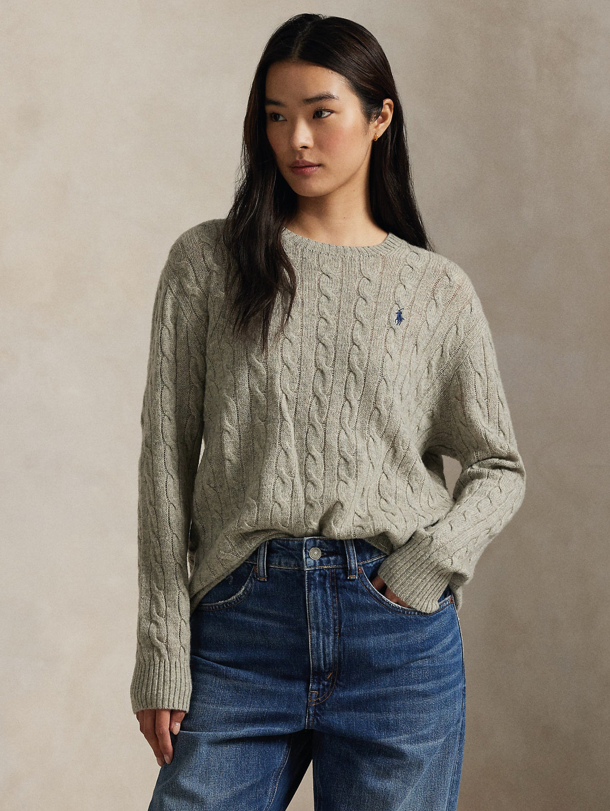 2026 New Arrival Maglia a Trecce Relaxed Fit Grigio