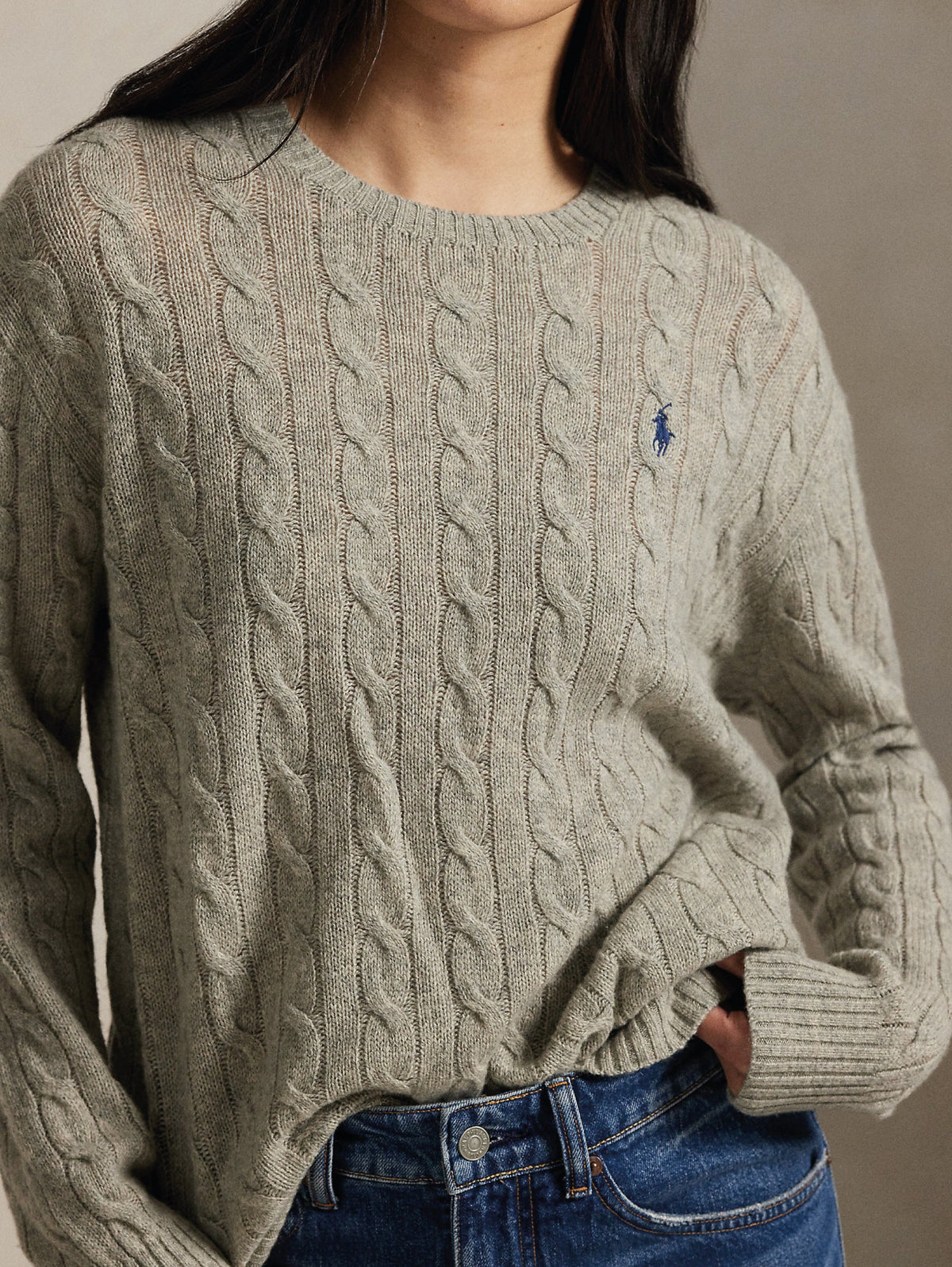 2026 New Arrival Maglia a Trecce Relaxed Fit Grigio