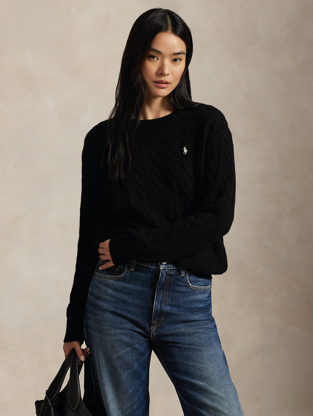 2026 New Arrival Maglia a Trecce Relaxed Fit Nero
