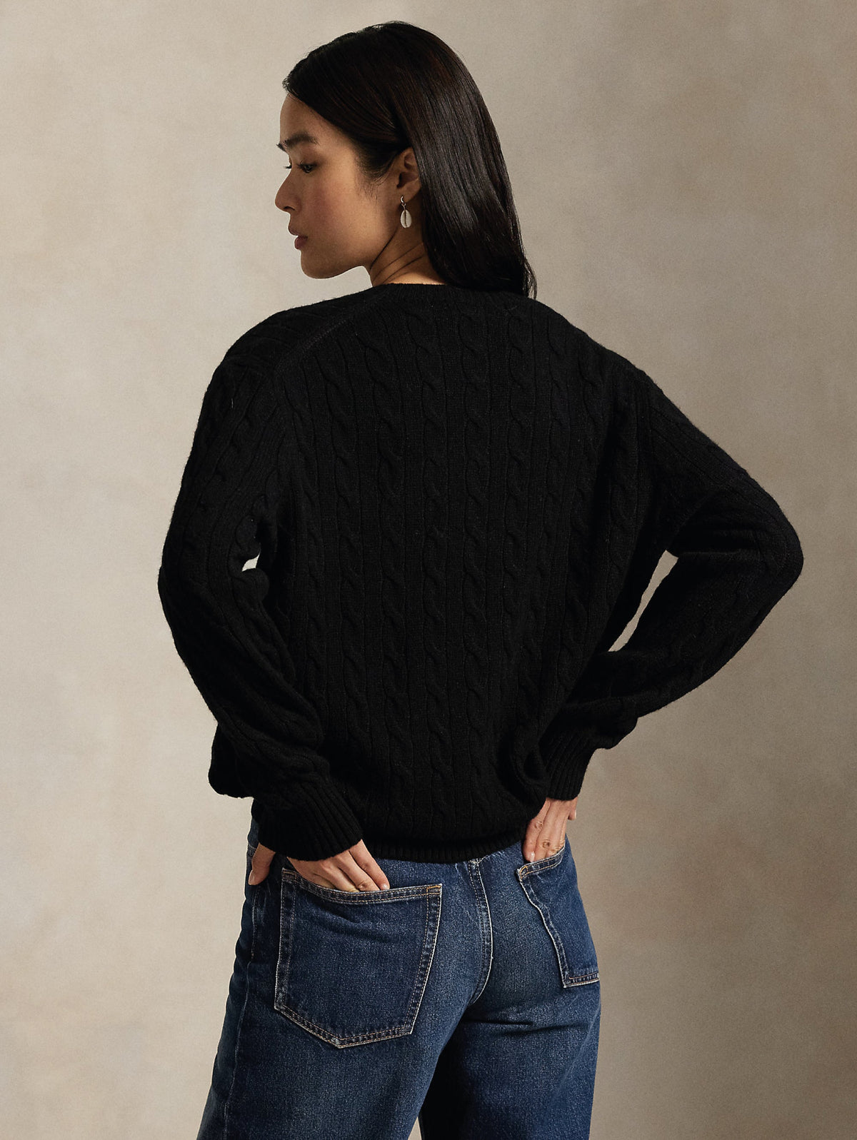 2026 New Arrival Maglia a Trecce Relaxed Fit Nero