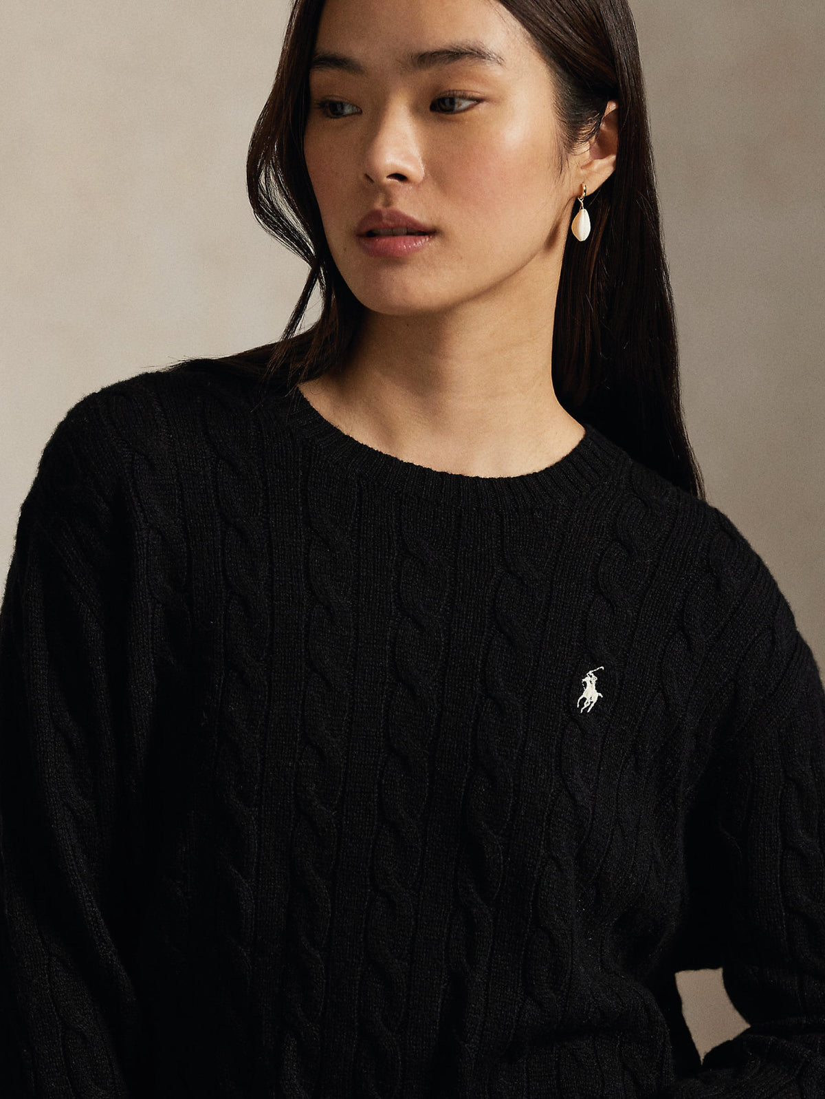 2026 New Arrival Maglia a Trecce Relaxed Fit Nero