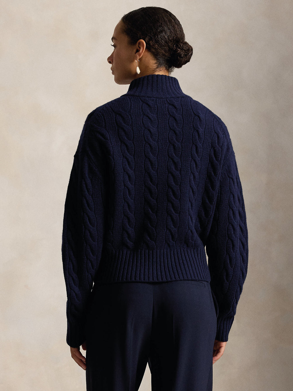 2026 New Arrival Maglia a Trecce in Lana con Mezza Zip Blu