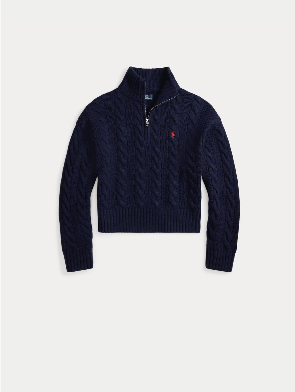 2026 New Arrival Maglia a Trecce in Lana con Mezza Zip Blu