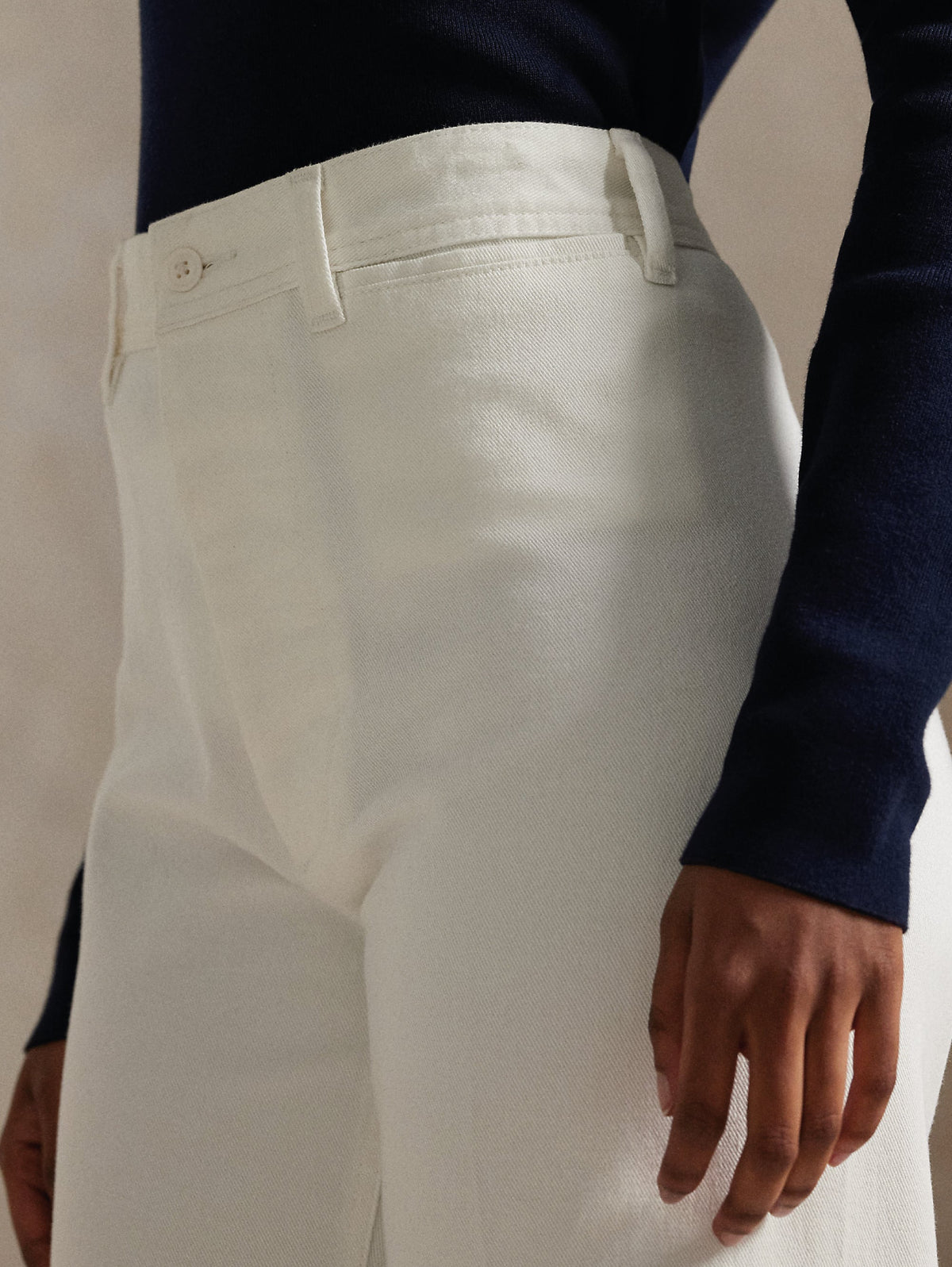2026 New Arrival Pantaloni Beaton in Twill Spigato Bianco