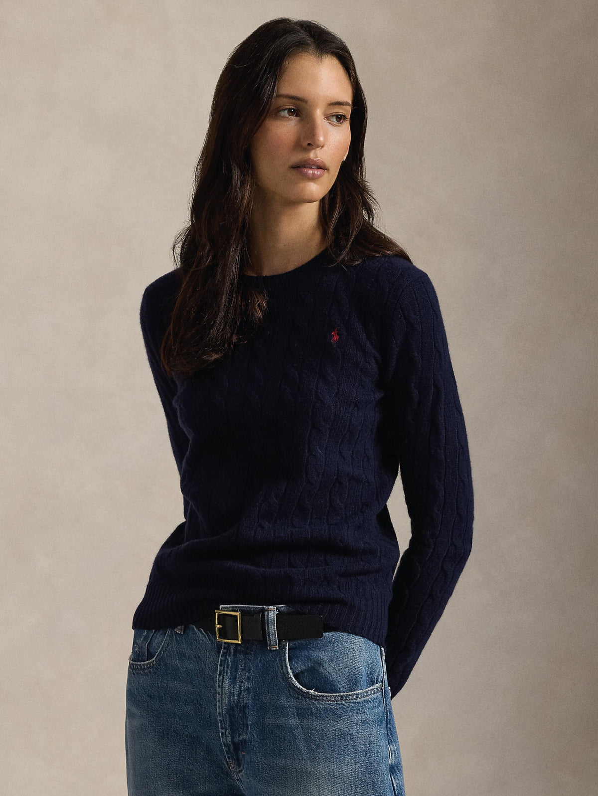 2026 New Arrival Maglia Linea Dritta a Trecce in Cashmere Blu