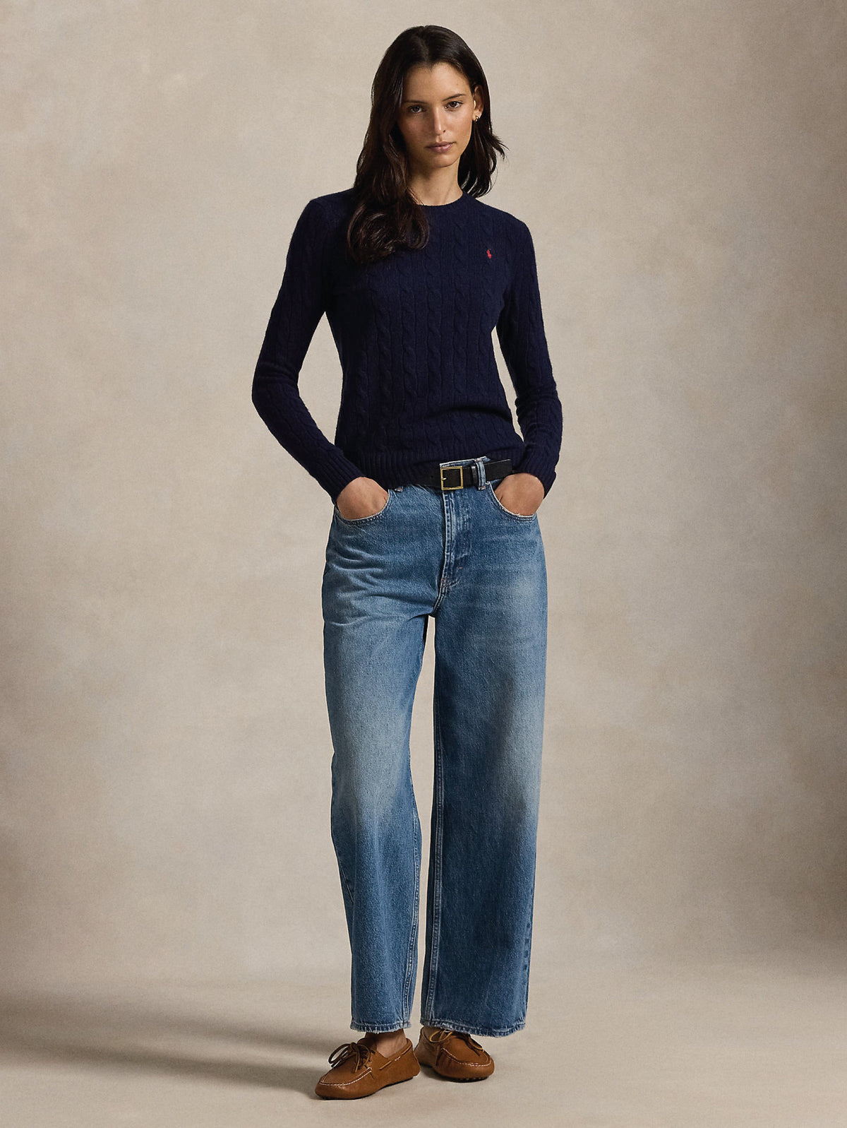 2026 New Arrival Maglia Linea Dritta a Trecce in Cashmere Blu