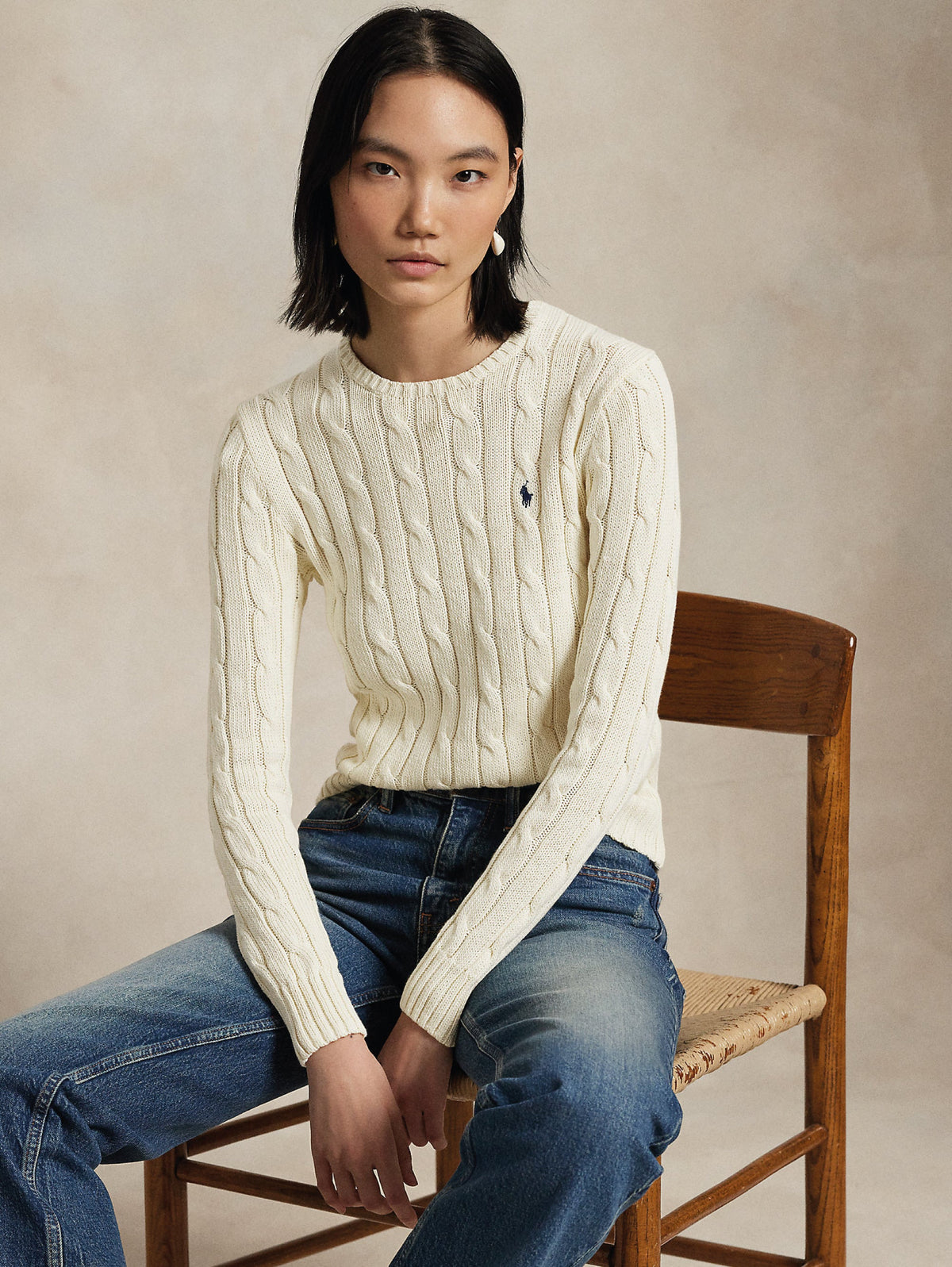 2026 New Arrival Maglia Linea Dritta a Trecce in Cashmere Crema