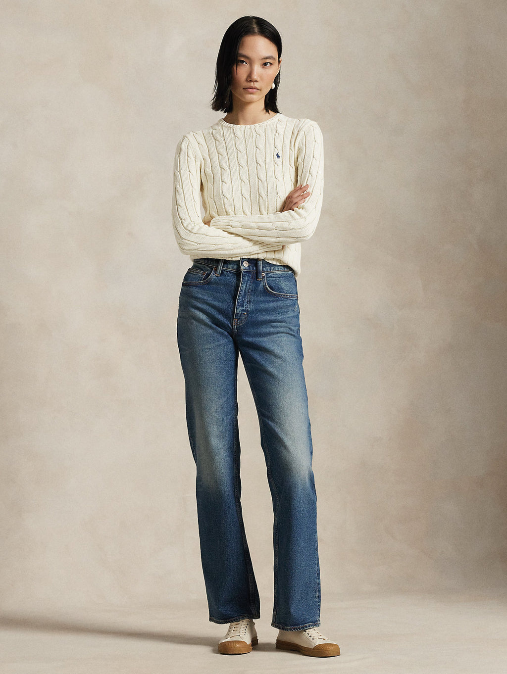2026 New Arrival Maglia Linea Dritta a Trecce in Cashmere Crema