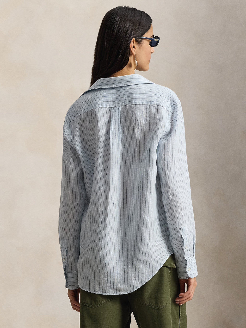 2026 New Arrival Camicia a Righe in Lino Classic Fit Blu/Celeste