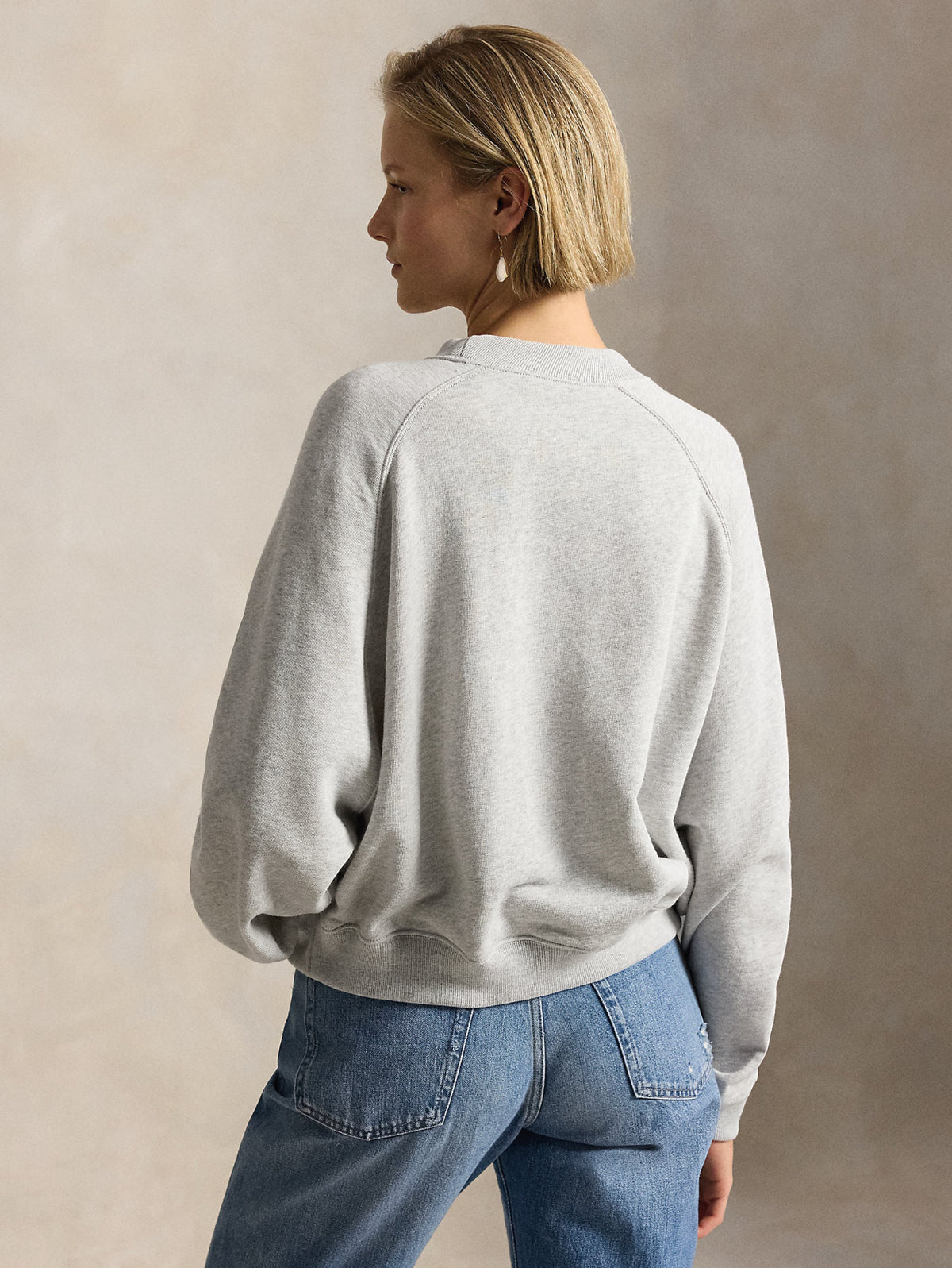 2026 New Arrival Felpa Girocollo in Loopback con Polo Bear Grigio