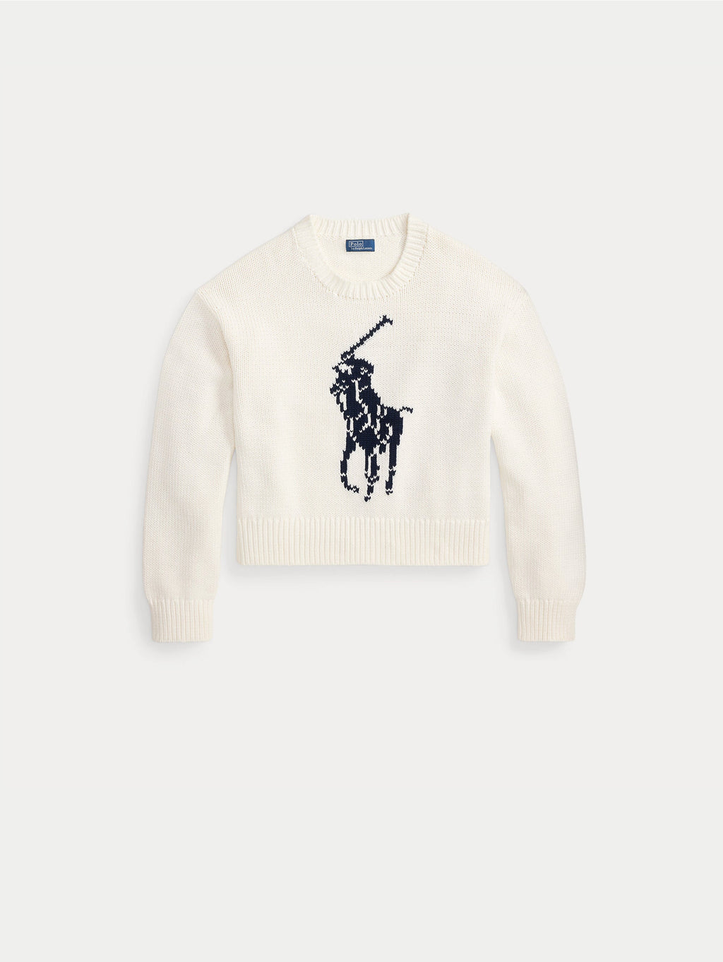 2026 New Arrival Maglia Girocollo con Big Pony sul Davanti Bianco