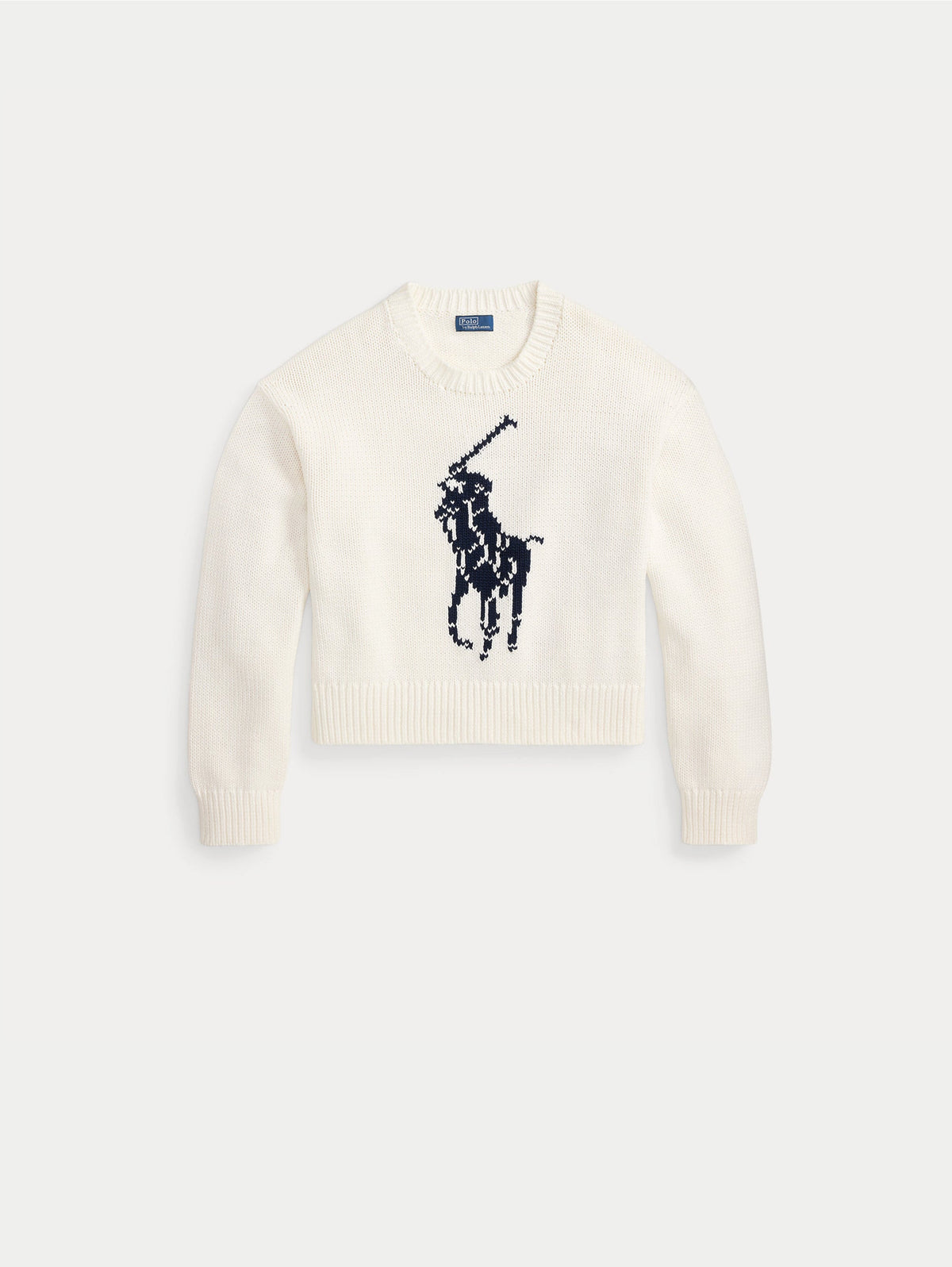 2026 New Arrival Maglia Girocollo con Big Pony sul Davanti Bianco