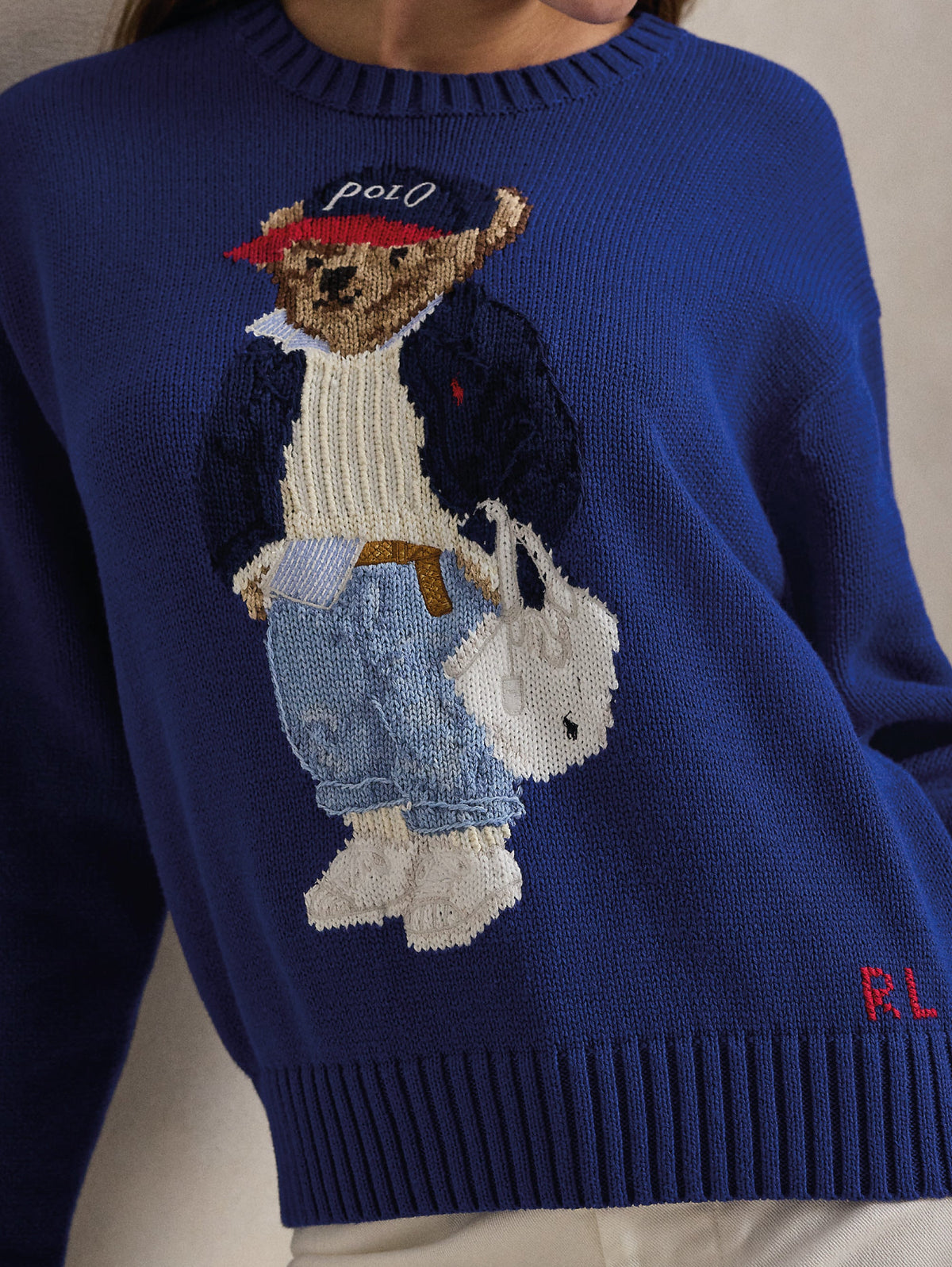 2026 New Arrival Maglione con Polo Bear Ricamato Royal