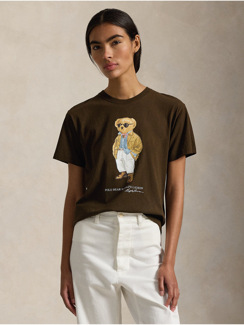 2026 New Arrival T-shirt Girocollo con Polo Bear Marrone