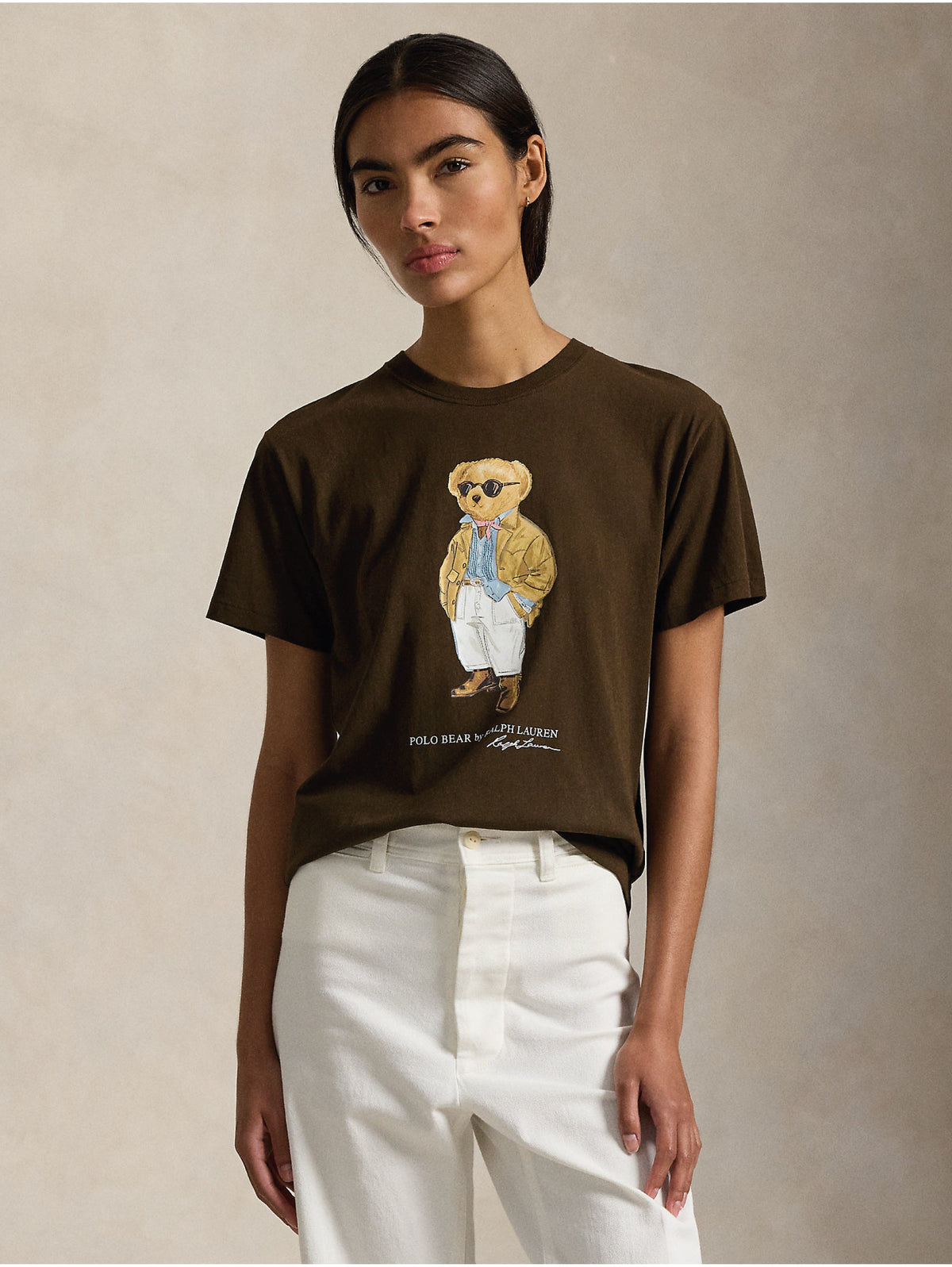 2026 New Arrival T-shirt Girocollo con Polo Bear Marrone