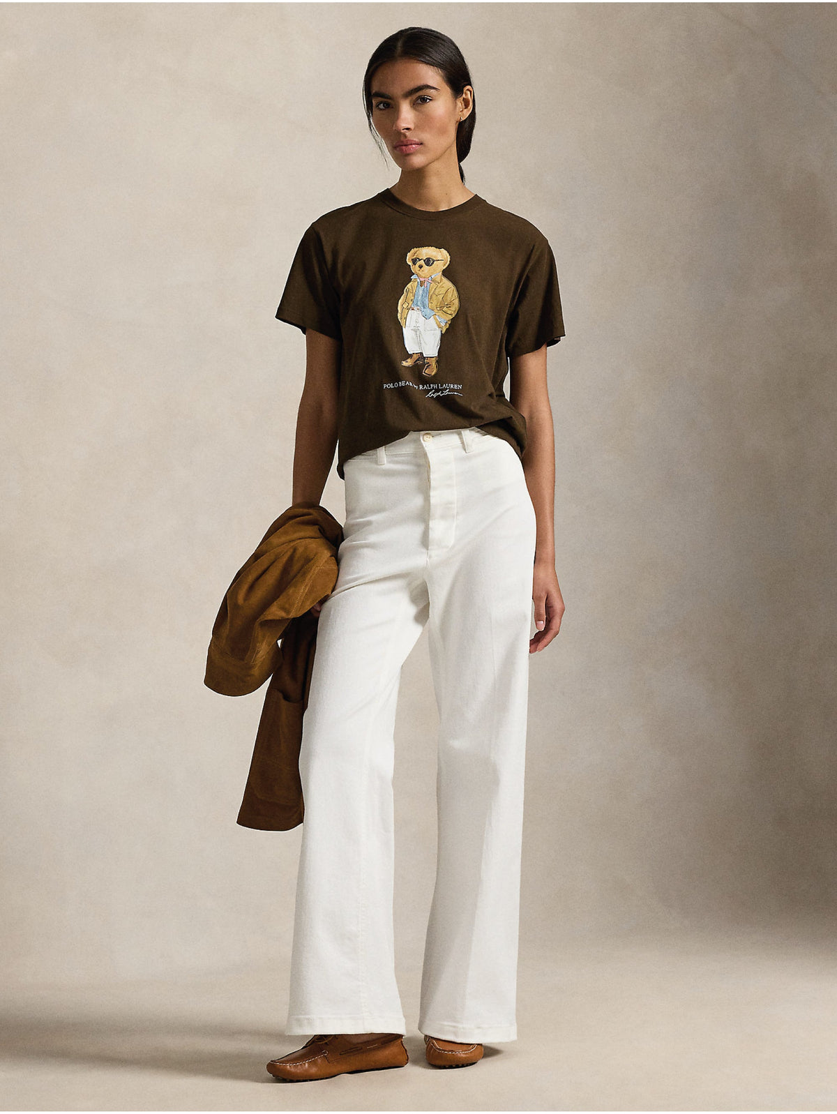 2026 New Arrival T-shirt Girocollo con Polo Bear Marrone