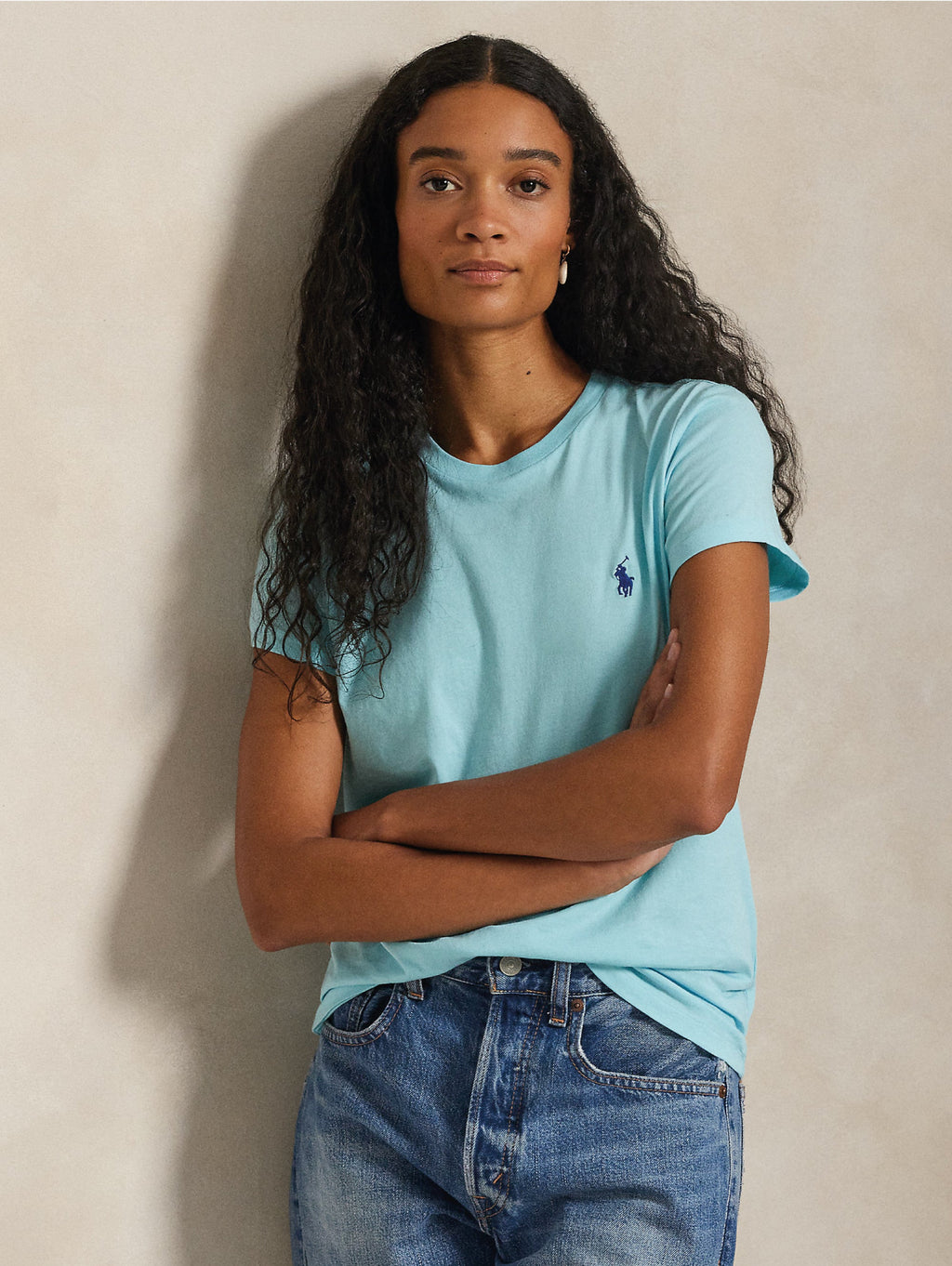 2026 New Arrival T-shirt Girocollo in Cotone Turchese