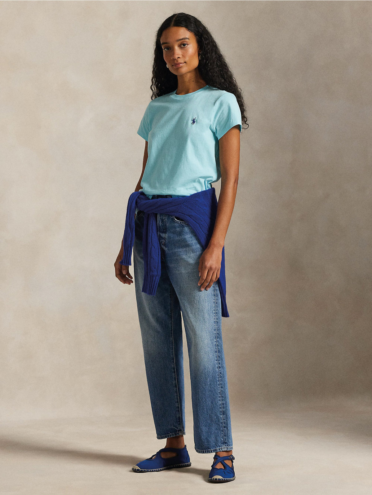 2026 New Arrival T-shirt Girocollo in Cotone Turchese
