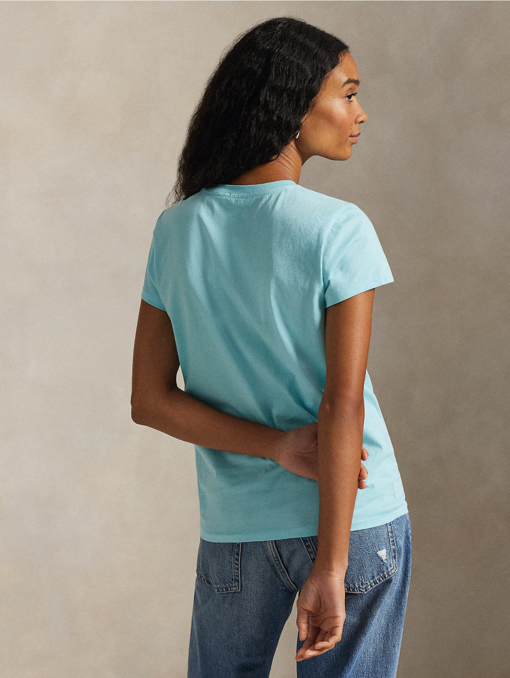 2026 New Arrival T-shirt Girocollo in Cotone Turchese