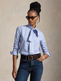 2026 New Arrival Camicia con Lacci sul Collo Blu