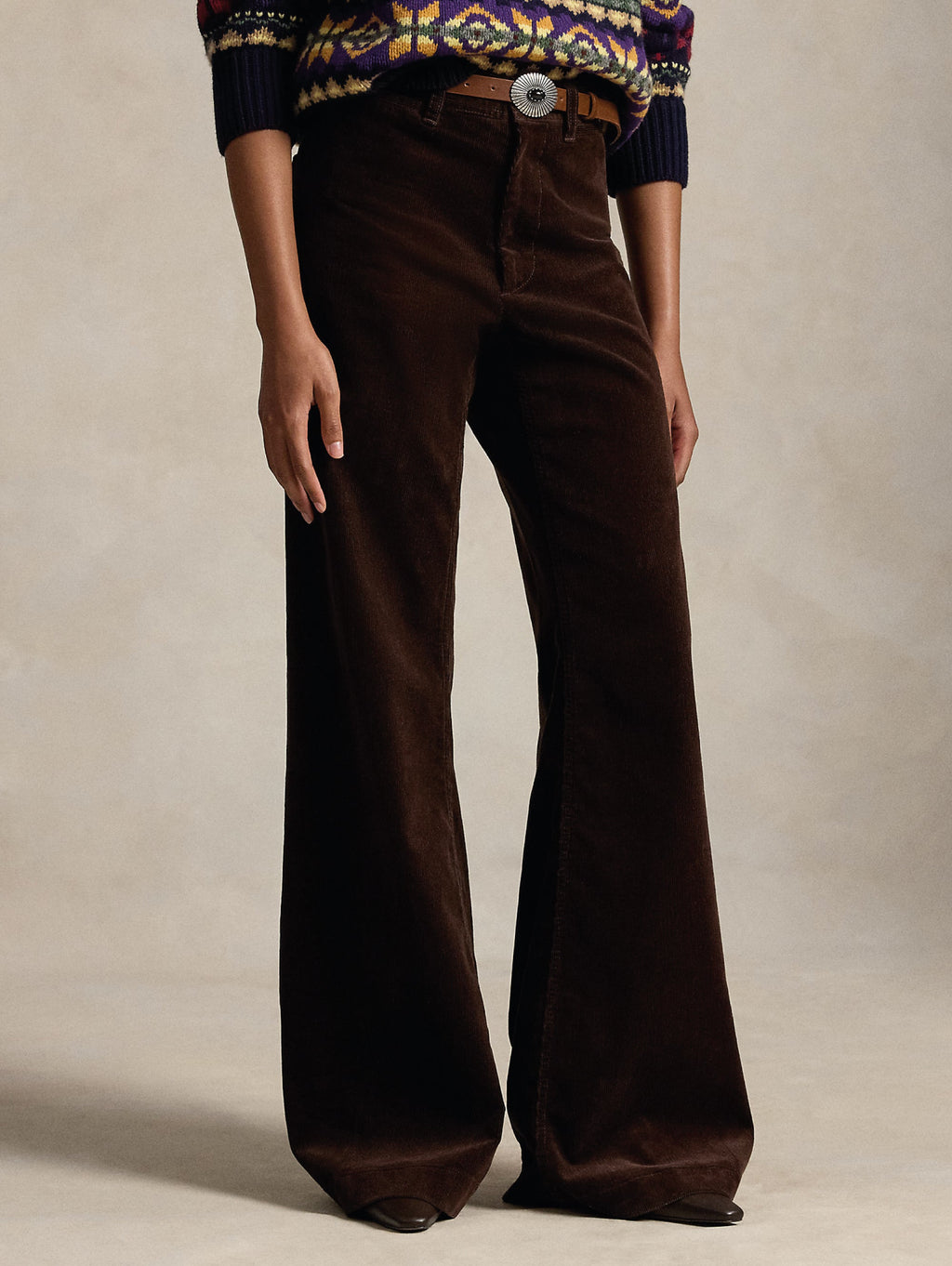 2026 New Arrival Pantaloni Flare in Velluto a Coste Beaton Marrone