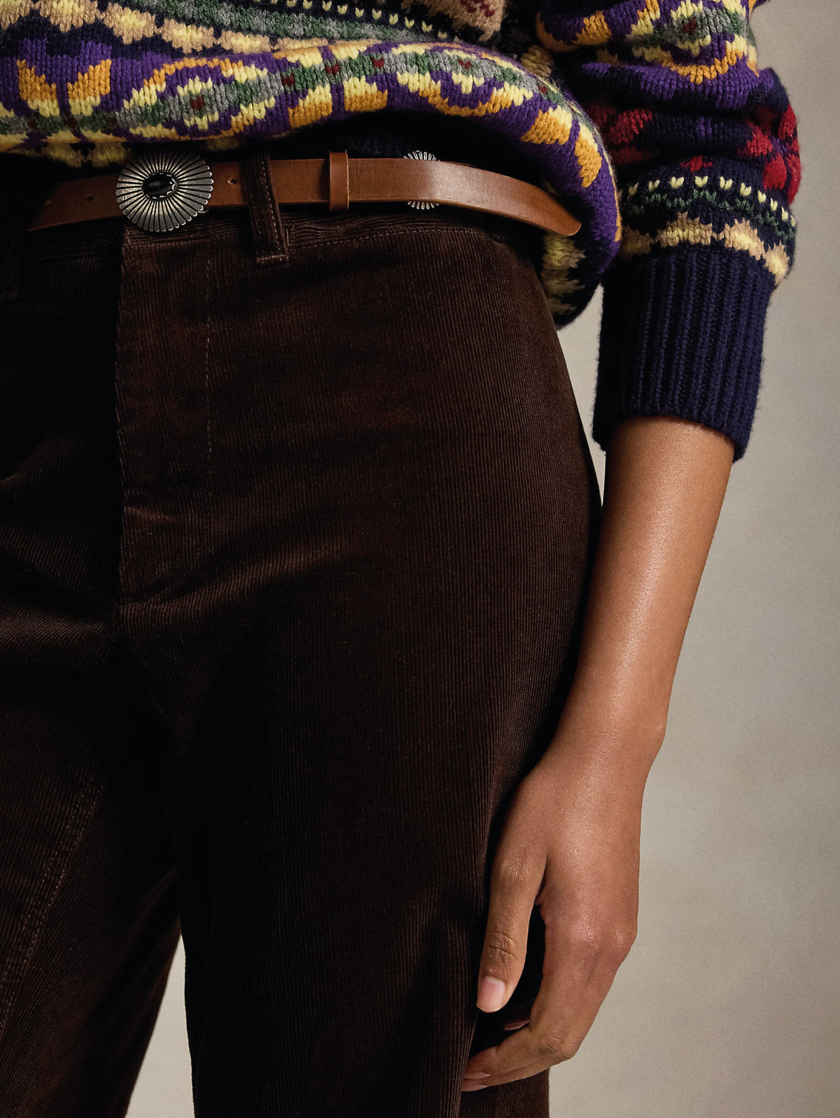 2026 New Arrival Pantaloni Flare in Velluto a Coste Beaton Marrone