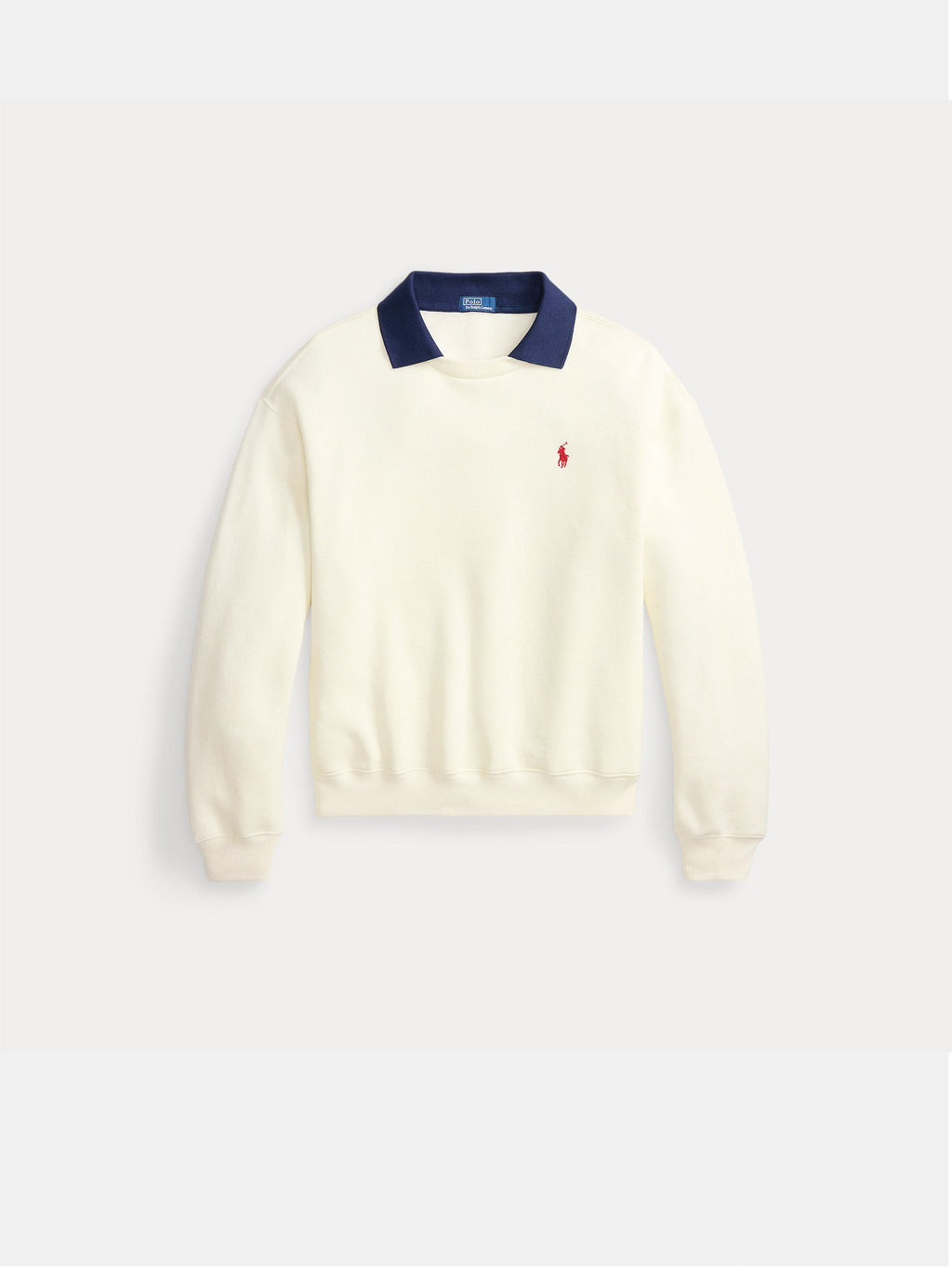 2026 New Arrival Felpa Gircollo con Collo Polo Applicato Crema