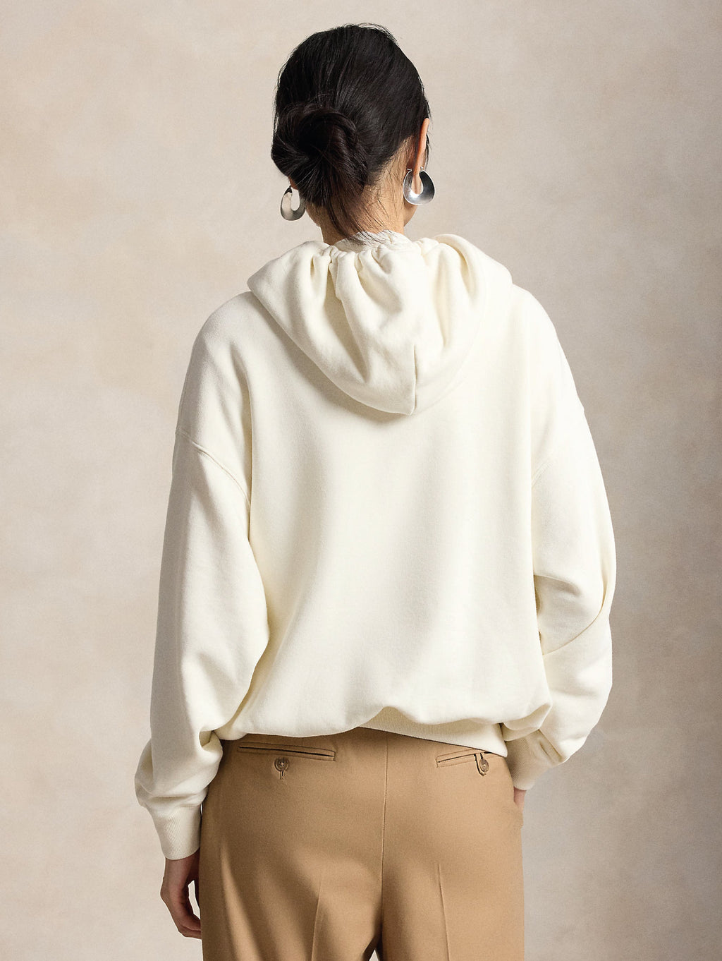 2026 New Arrival Felpa con Cappuccio con Stampa Polo Bear Crema